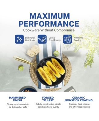 Charleston Collection 15-Piece Hammered Ceramic Coating Nonstick Cookware Set