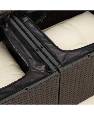 Garden Sofa Black, Cream White Poly Rattan 2-Seater Modular