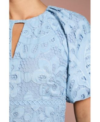 Women's Lace Hanky Hem Puff Sleeve Dress