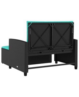 Patio Sofa Black PE Rattan 2-Seater