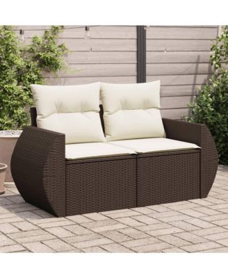 Garden Sofa Brown, Cream White