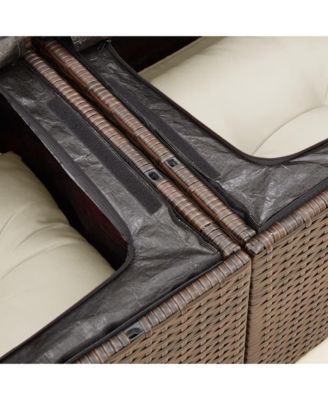 Garden Sofa Brown PE Rattan, Powder-Coated Steel, Polyester