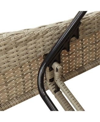 Patio Sun Lounger Light Gray PE Rattan, Powder-Coated Steel Double