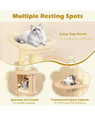 71'' Tall Cat Tree w/Cozy Perch Condo Space Capsule 4.6'' Scratching Posts