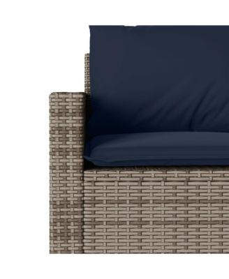 Garden Sofa Grey PE Rattan 3-Seater Removable Covers