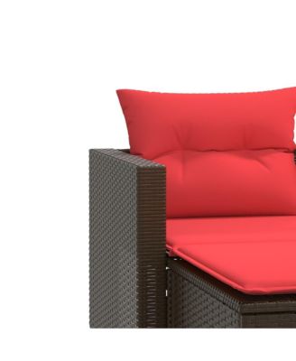 Garden Sofa Brown, Red PE rattan, Steel, Polyester 2-seater