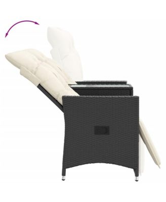 Reclining Garden Sofa Black, Cream White