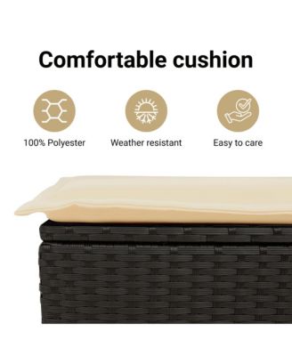 Garden Sofa Black PE Rattan 2-Seater Adjustable Armrests