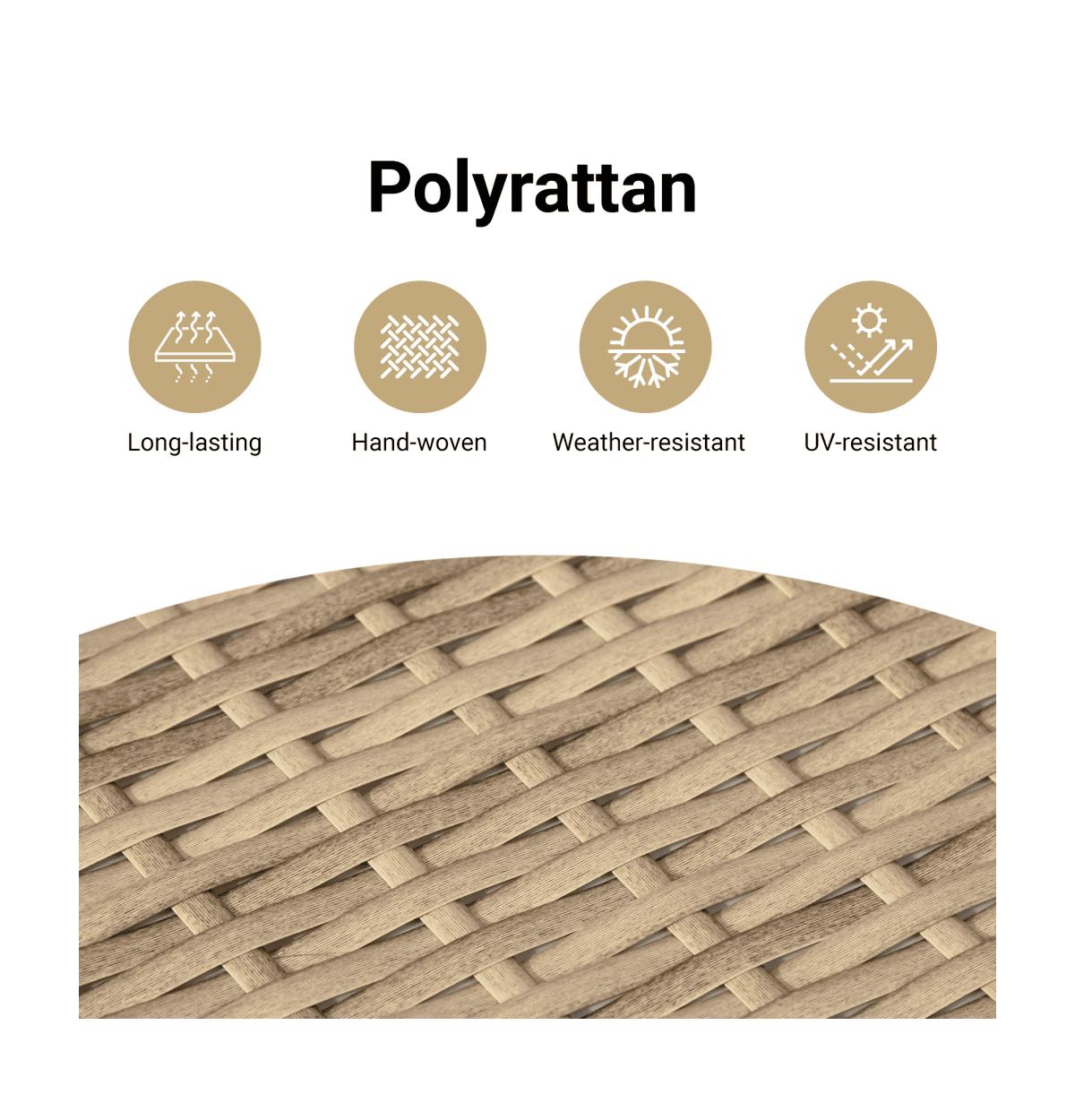 Garden Sofa Beige Pe Rattan, Powder-Coated Steel, Polyester Medium