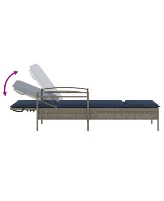 Sun Lounger with Cushion Grey 24.8 x 78.7 x 31.9" Poly Rattan (US only)