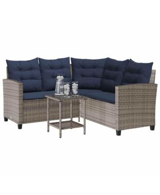 Garden Sofa Grey PE rattan Medium Adjustable Feet