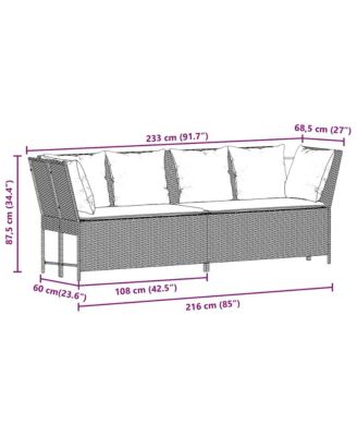 Garden Sofa Grey PE rattan, powder-coated steel, polyester