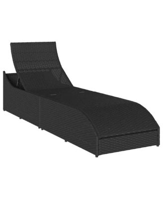 Folding Sun Lounger Black PE rattan, powder-coated steel Standard