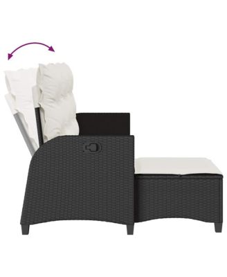 Reclining Garden Sofa Black PE Rattan