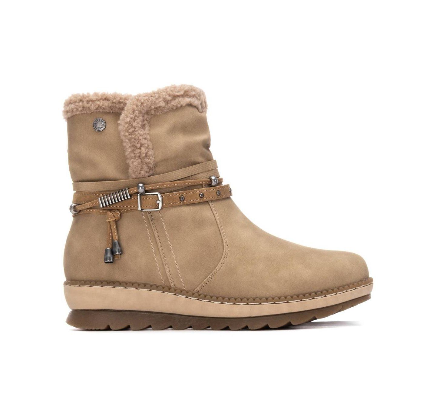 Женские ботинки XTI Faux Shearling Lined Ankle Booties Refresh Collection, цвет: Бежевый — фото 1
