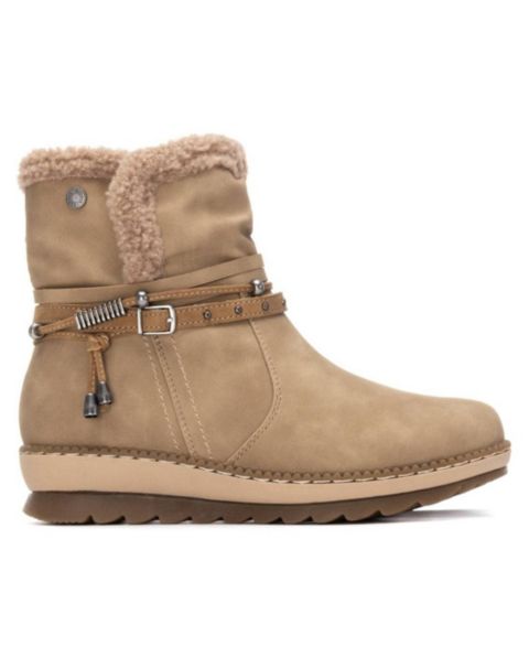 Женские ботинки XTI Faux Shearling Lined Ankle Booties Refresh Collection, цвет: Бежевый
