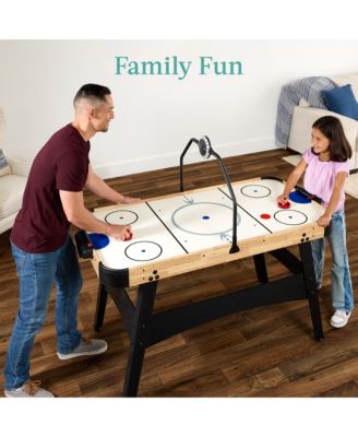 54in MDF Air Hockey Game Table w/ LED Lights, Scoreboard, Powerful Motor