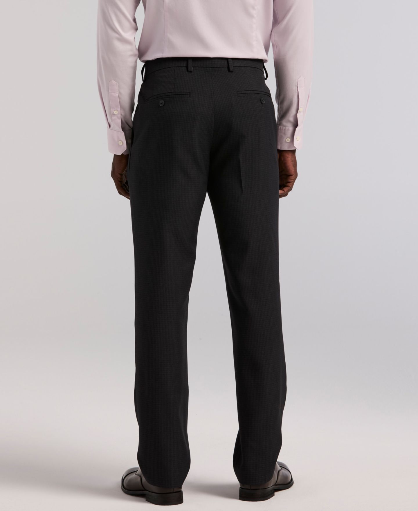 Мужские брюки Perry Ellis Portfolio Modern-Fit Stretch Solid Resolution, цвет: Чёрный клетчатый — фото 4