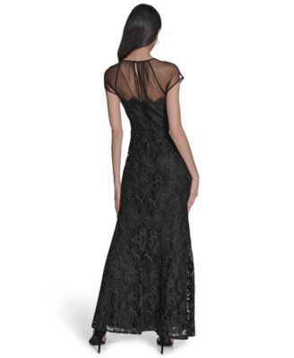 Women's Cap Sleeve Shirred Long Gown