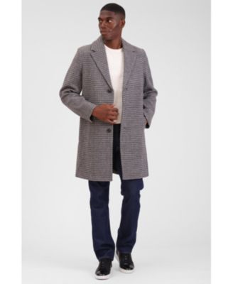 Men's Houndstooth Faux Wool Top Coat
