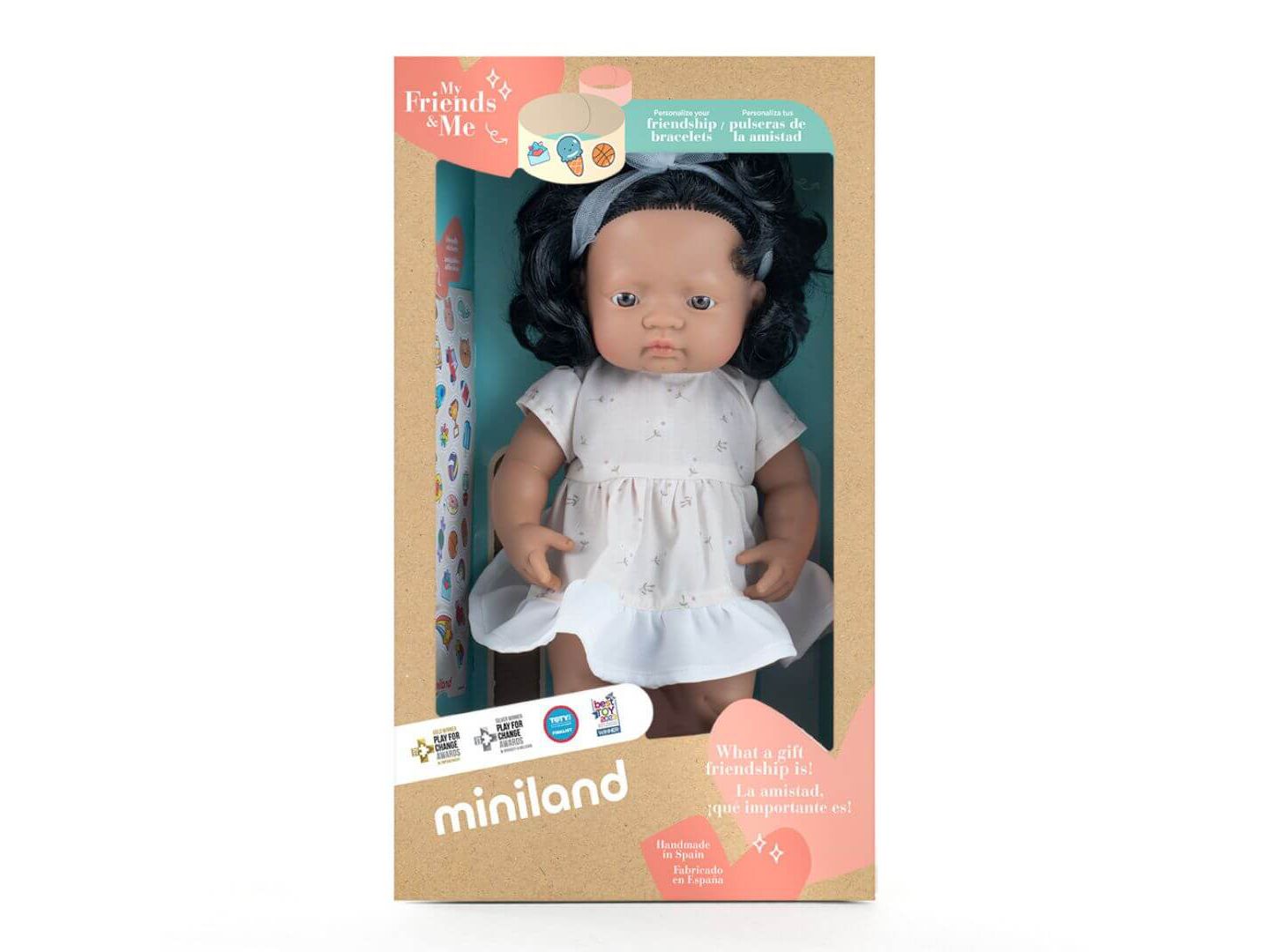 Детская кукла MINILAND My Friends & Me 15" Anatomically Correct Articulated Baby Doll, Ages 10 Months+, цвет: Dark Skin — фото 3