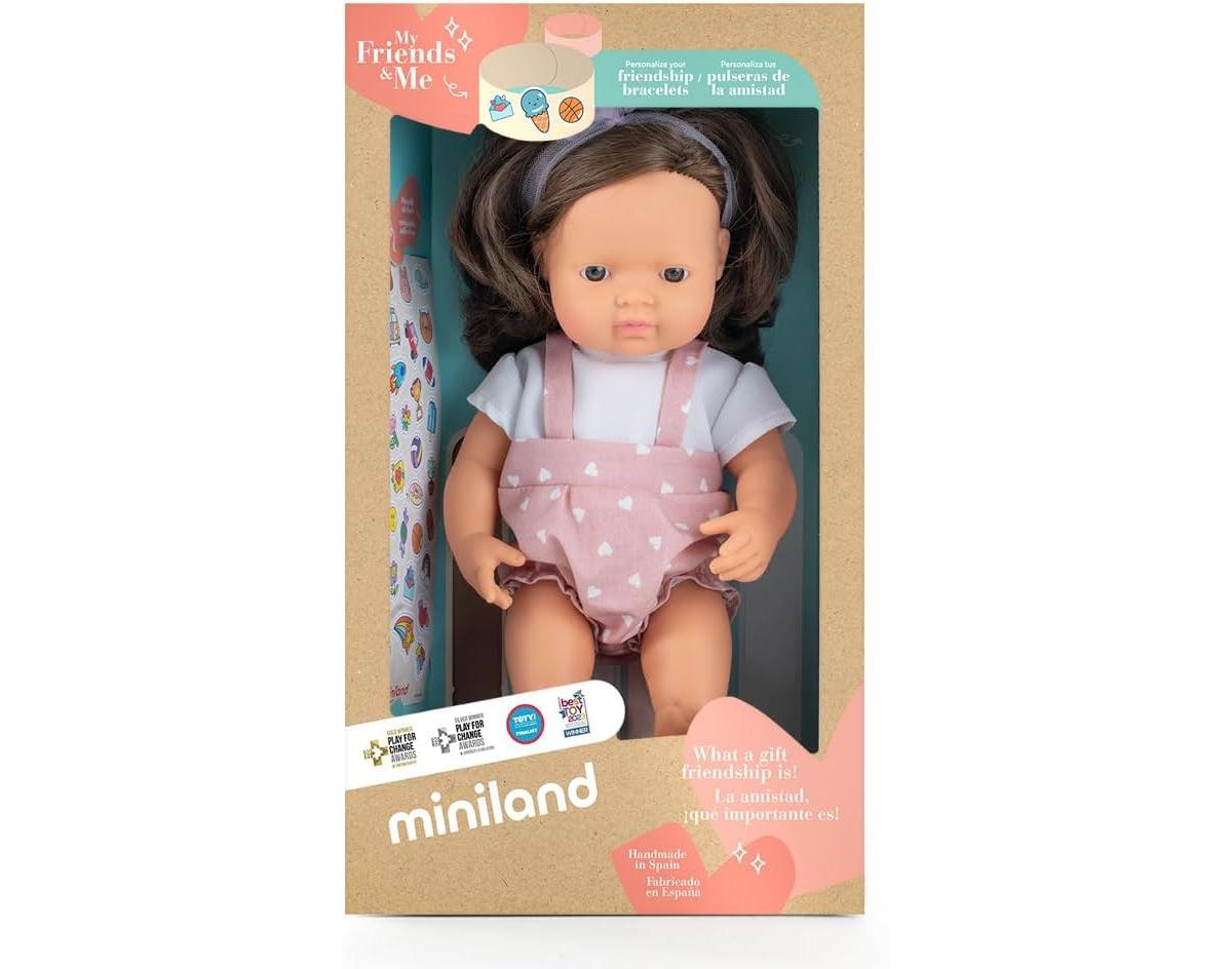 Miniland My Friends and Me Collection Baby Girl Doll with Brown Hair
