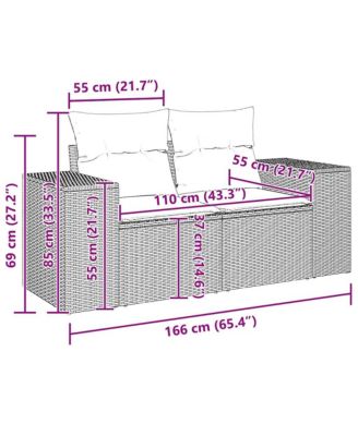Garden Sofa Grey PE rattan, powder-coated steel, polyester 2-seater