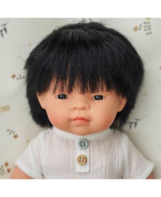 Asian Baby Boy Doll with Black Hair 15" - Anatomically Correct (Made in Spain)