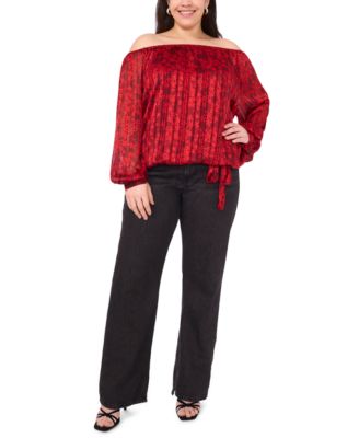 Plus Size Off-The-Shoulder Printed Top