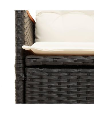 Reclining Garden Sofa Black PE rattan 2-seater