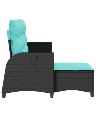 Reclining Patio Sofa with Cushions L-shaped Black Poly Rattan