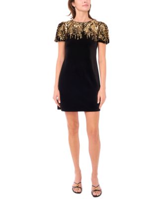 CeCe - Women's Puffy Scoop Neck Short Sleeve Dress