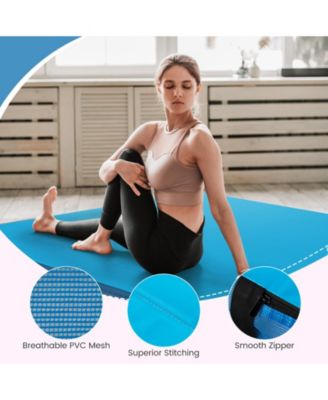 4ft x 4ft x 4in Bi-Folding Gymnastic Tumbling Mat with Handles and Cover-Blue