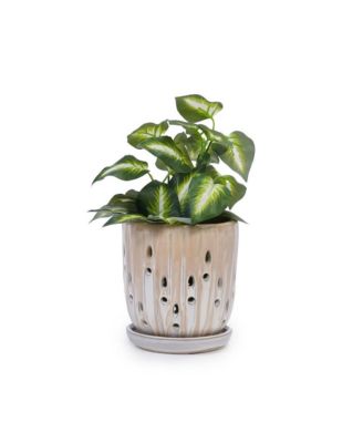 Modern Striped Ceramic Planter Set of 2