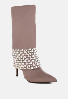 Women's BASSO Party Diamante Studded Stiletto Boots