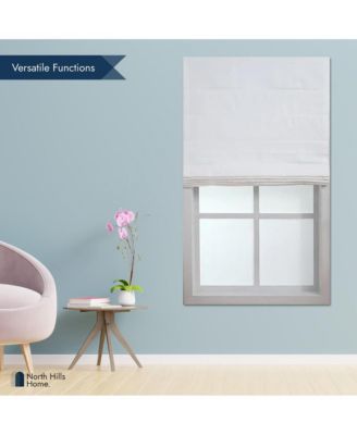 Linen Blend Cordless Roman Blinds, Light Filtering Pull Down Window 39"x64" White