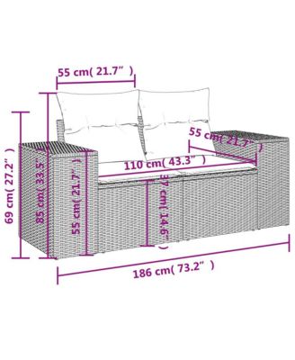Garden Sofa Brown Poly Rattan 2-Seater Removable Covers