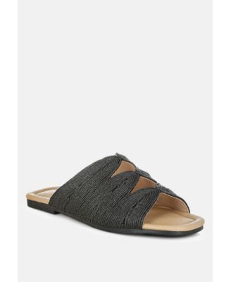 Womens Daisy Doe Raffia Square Toe Flats