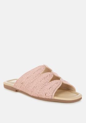 Rag and Co Womens Daisy Doe Raffia Square Toe Flats
