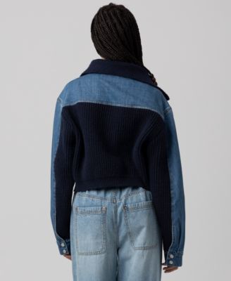 Women's Mixed Media Long-Sleeve Sweater