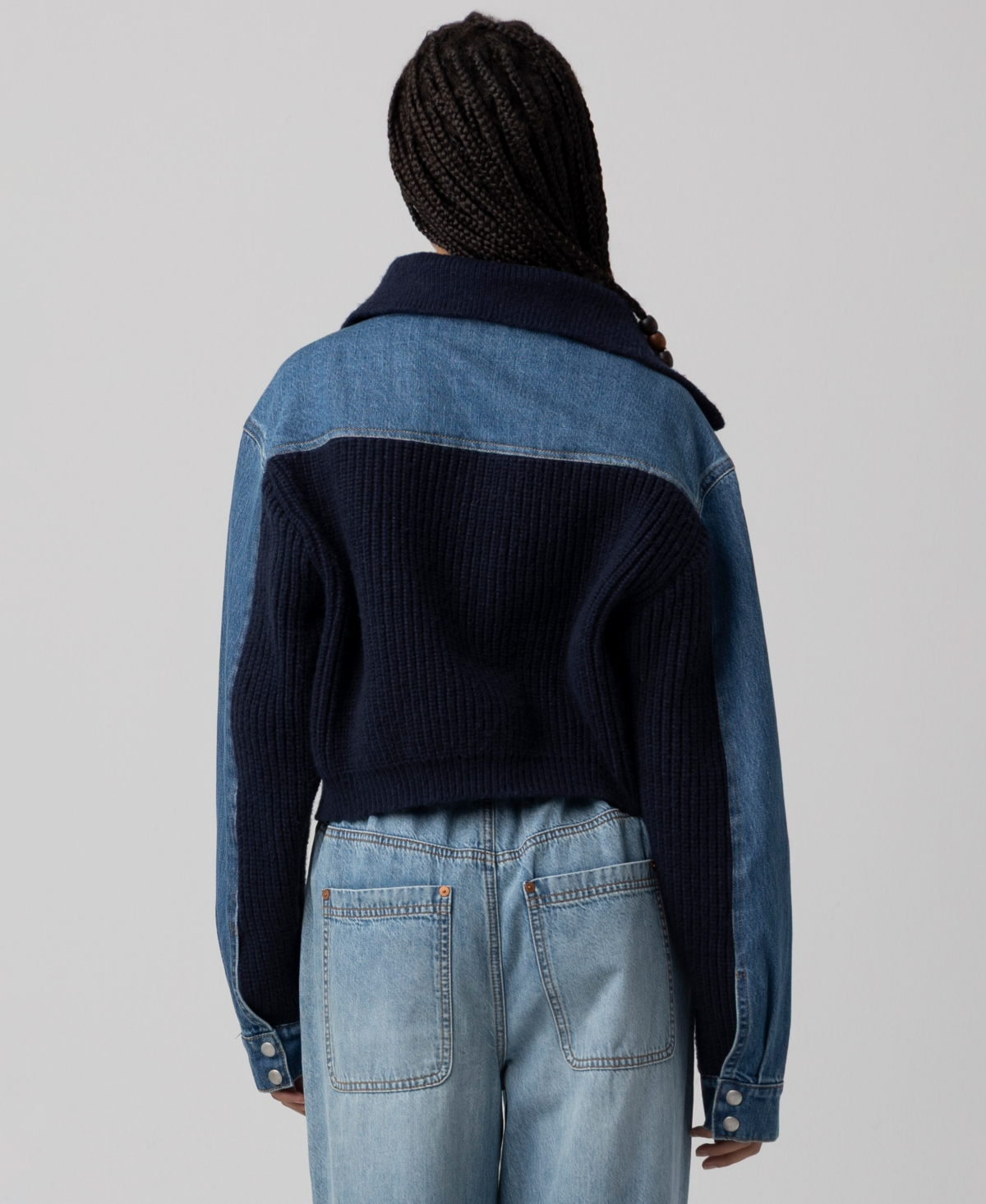 Blanknyc Women's Mixed Media Long-sleeve Sweater In Blue