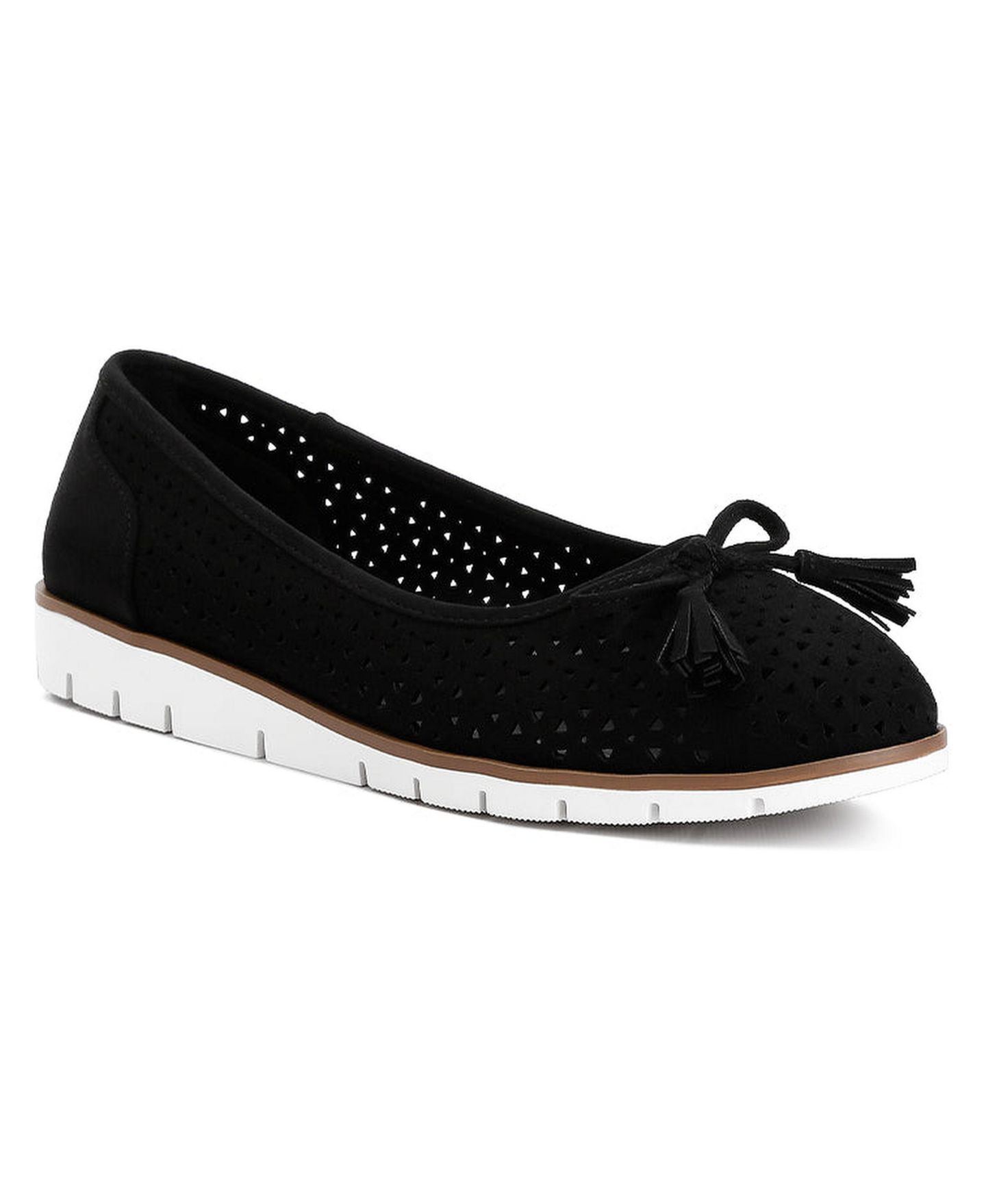 Женские балетки London Rag Pacer Perforated Leather Ballerinas, цвет: Чёрный — фото 2