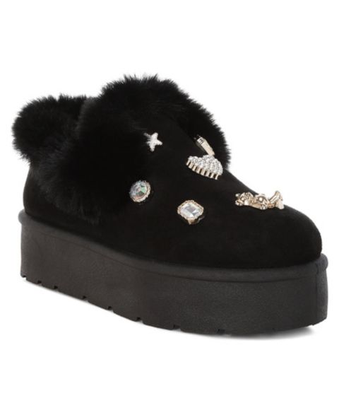 Женские ботинки London Rag Zeta Charm Detail Slip On Snow Boots, цвет: Чёрный