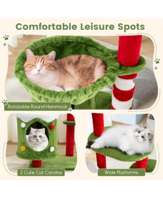 48'' Mushroom Cat Tree for Indoor Cats w/ 2 Cute Condos Plush Perch Teasing Balls
