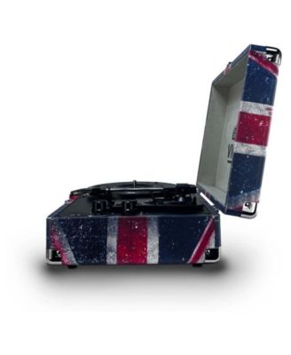 METRO PLUS Portable Rechargeable Bluetooth Suitcase Turntable Record Player - Union Jack