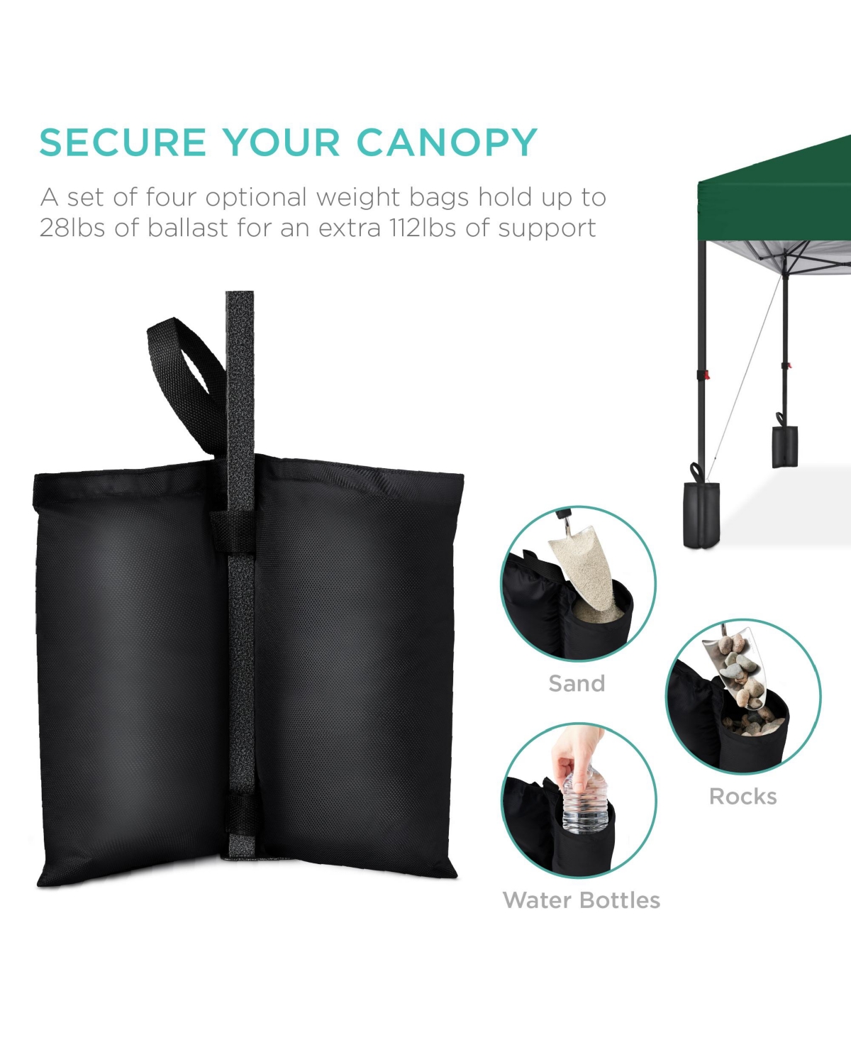 Best Choice Products 12x12ft Easy Setup Pop Up Canopy w/ 1-Button Setup, Wheeled Case, 4 Weight Bags