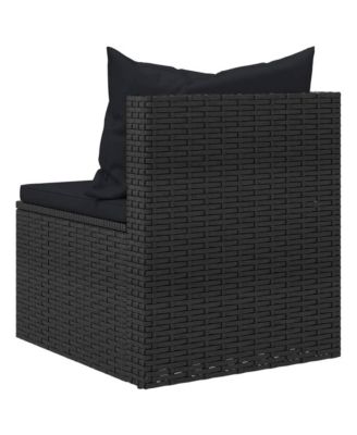 Garden Middle Sofa Black Poly Rattan Medium Modular