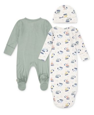 Baby Boy or Girl Long-Sleeve Coverall, Gown and Hat, 3-Piece Set