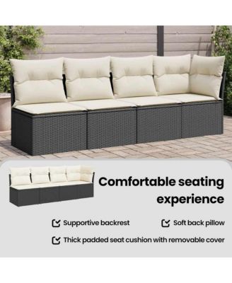 Garden Sofa Black, Cream White