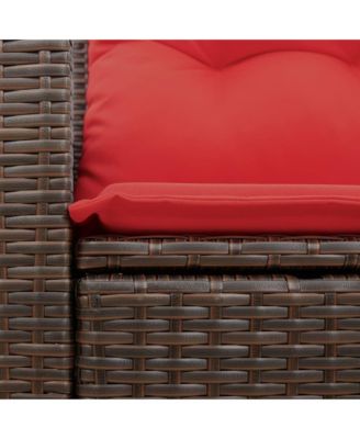 Patio Sofa with Cushions 2-Seater Brown Poly Rattan